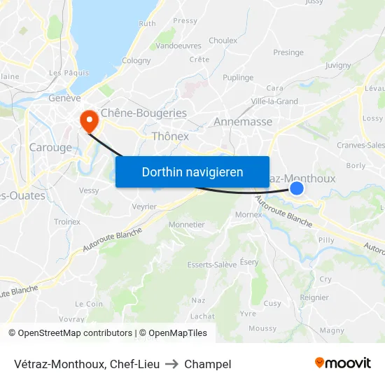 Vétraz-Monthoux, Chef-Lieu to Champel map