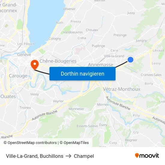 Ville-La-Grand, Buchillons to Champel map