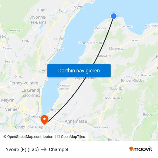 Yvoire (F) (Lac) to Champel map