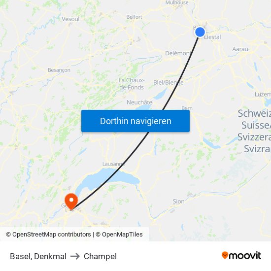 Basel, Denkmal to Champel map