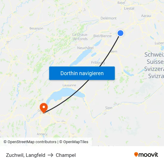 Zuchwil, Langfeld to Champel map