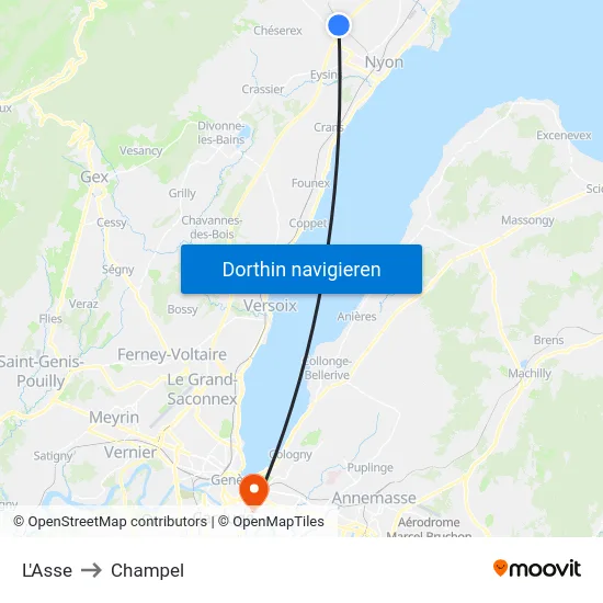 L'Asse to Champel map