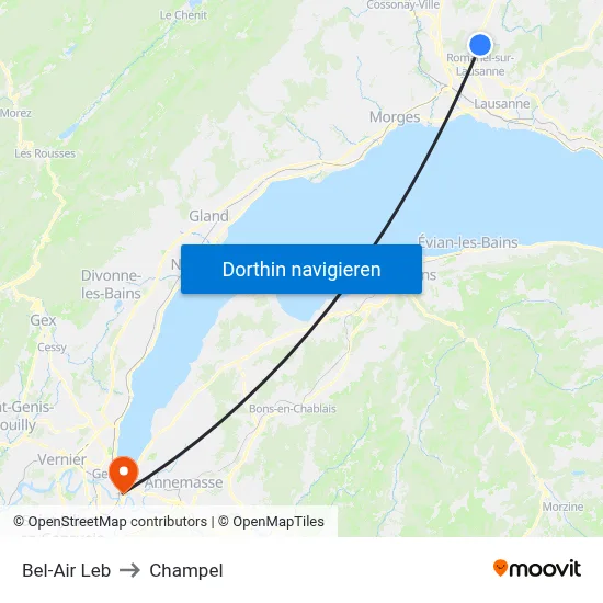 Bel-Air Leb to Champel map