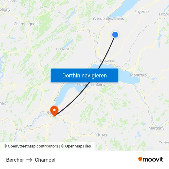 Bercher to Champel map
