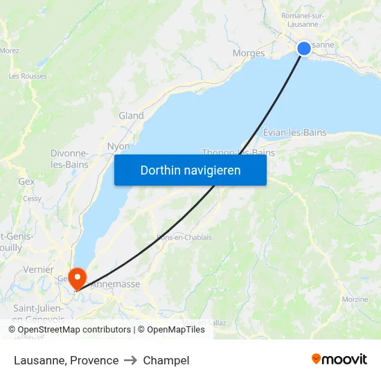 Lausanne, Provence to Champel map