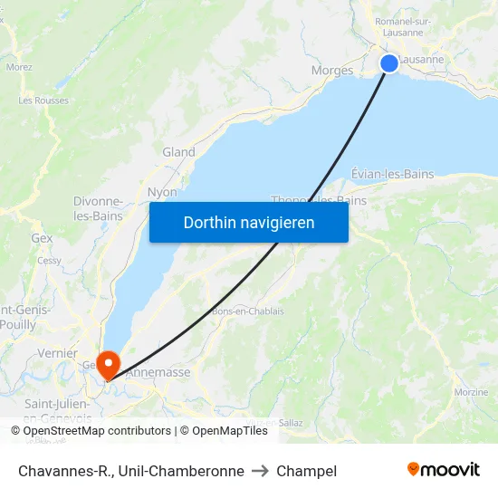 Chavannes-R., Unil-Chamberonne to Champel map