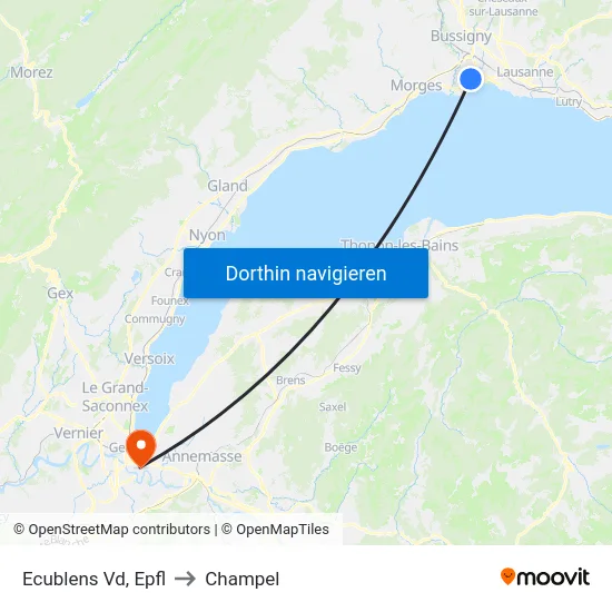 Ecublens Vd, Epfl to Champel map