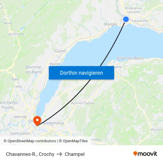 Chavannes-R., Crochy to Champel map