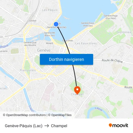Genève-Pâquis (Lac) to Champel map