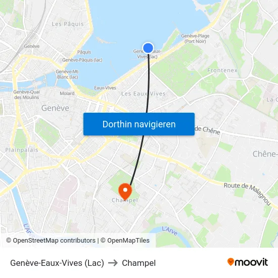 Genève-Eaux-Vives (Lac) to Champel map