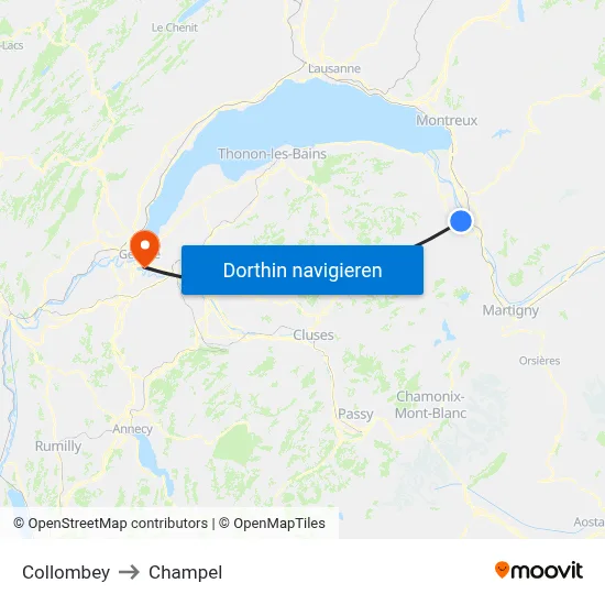 Collombey to Champel map