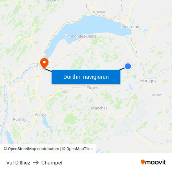 Val-D'Illiez to Champel map