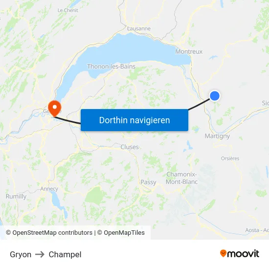 Gryon to Champel map