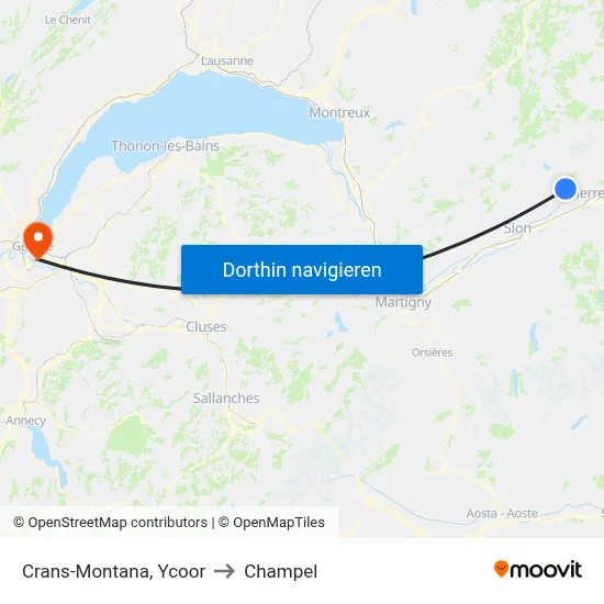 Crans-Montana, Ycoor to Champel map