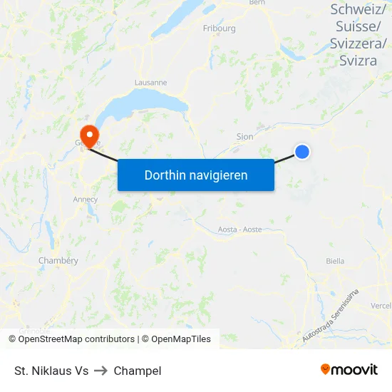St. Niklaus Vs to Champel map