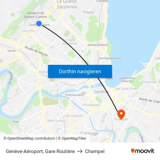 Genève-Aéroport, Gare Routière to Champel map