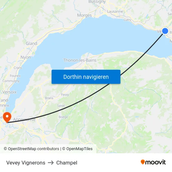 Vevey Vignerons to Champel map