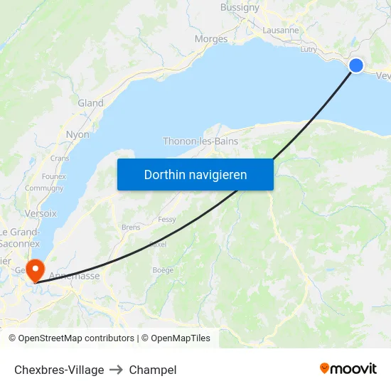 Chexbres-Village to Champel map