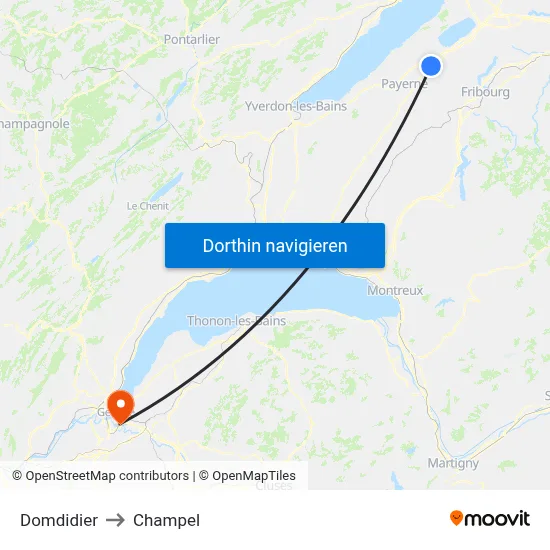 Domdidier to Champel map