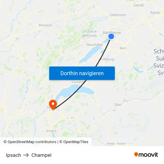 Ipsach to Champel map