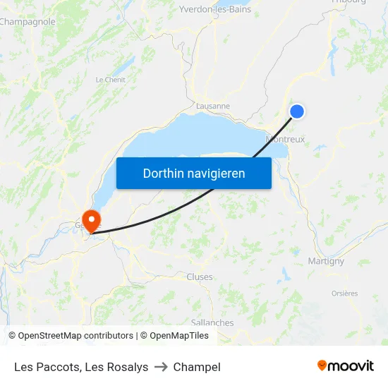 Les Paccots, Les Rosalys to Champel map