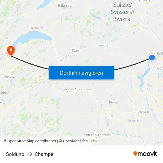 Solduno to Champel map