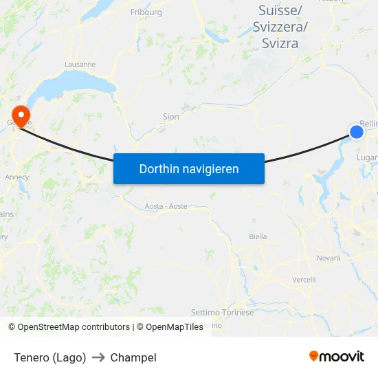 Tenero (Lago) to Champel map
