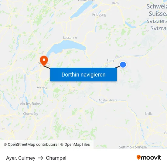 Ayer, Cuimey to Champel map