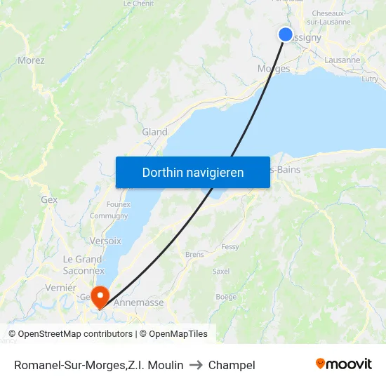 Romanel-Sur-Morges,Z.I. Moulin to Champel map
