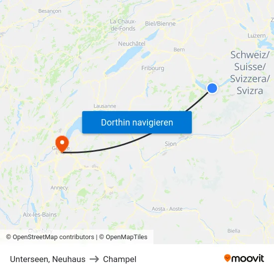 Unterseen, Neuhaus to Champel map
