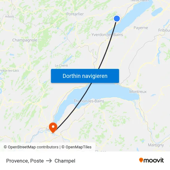 Provence, Poste to Champel map