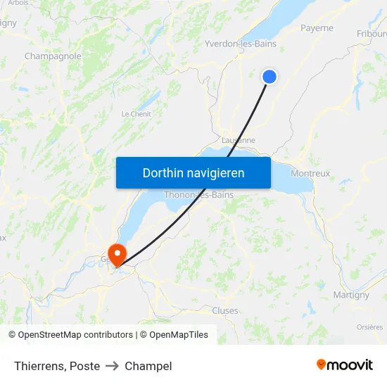 Thierrens, Poste to Champel map
