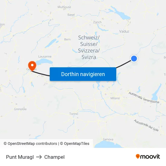 Punt Muragl to Champel map