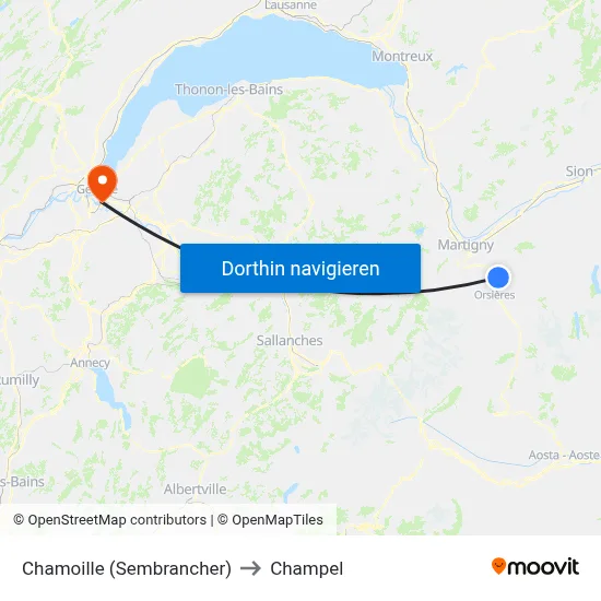 Chamoille (Sembrancher) to Champel map