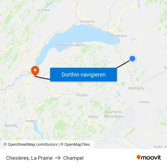 Chesières, La Prairie to Champel map