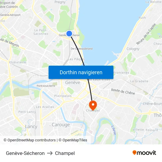 Genève-Sécheron to Champel map