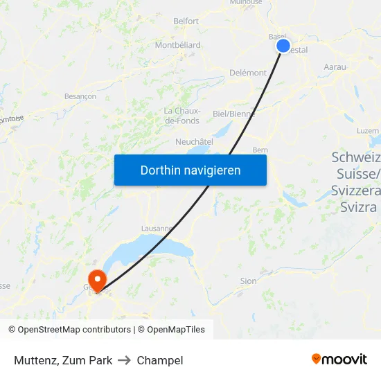 Muttenz, Zum Park to Champel map