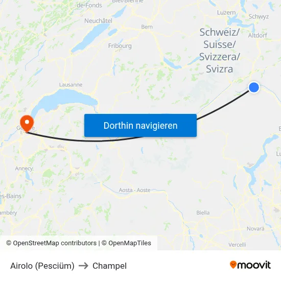 Airolo (Pesciüm) to Champel map