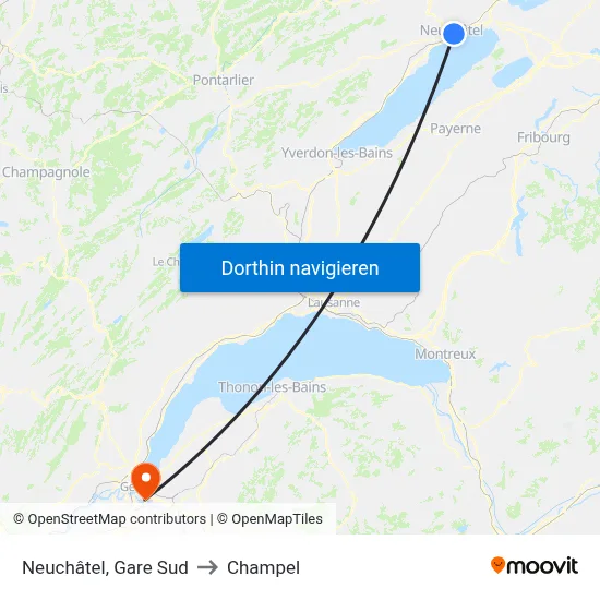 Neuchâtel, Gare Sud to Champel map
