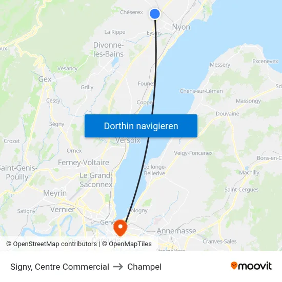 Signy, Centre Commercial to Champel map