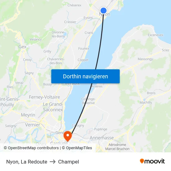 Nyon, La Redoute to Champel map