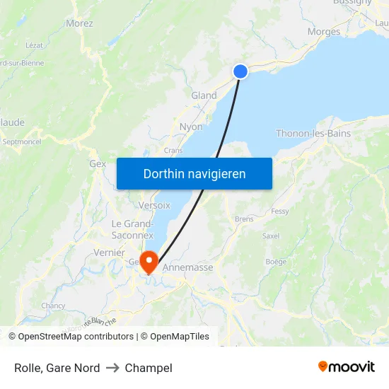 Rolle, Gare Nord to Champel map