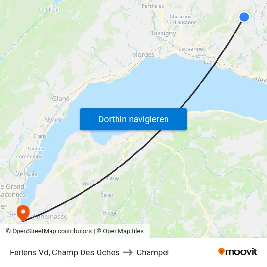 Ferlens Vd, Champ Des Oches to Champel map