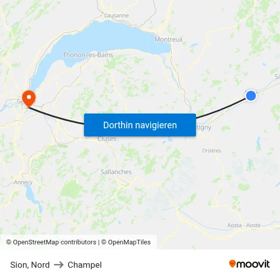 Sion, Nord to Champel map