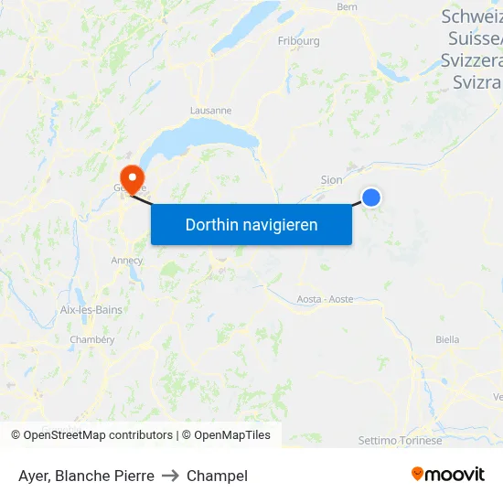 Ayer, Blanche Pierre to Champel map