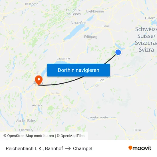 Reichenbach I. K., Bahnhof to Champel map