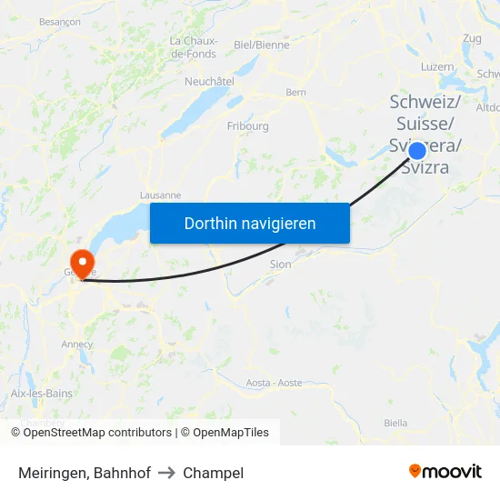 Meiringen, Bahnhof to Champel map