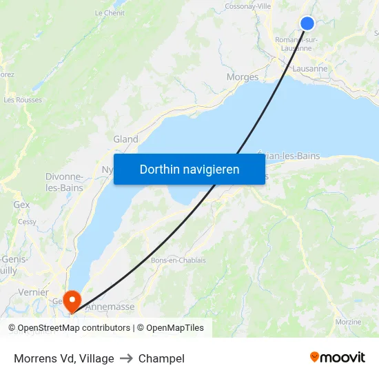 Morrens Vd, Village to Champel map