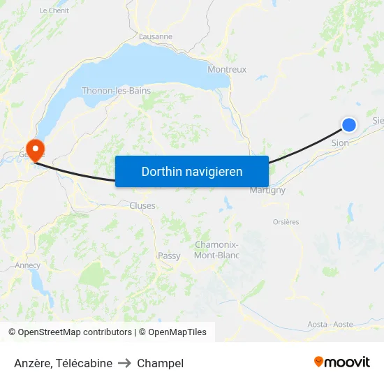 Anzère, Télécabine to Champel map
