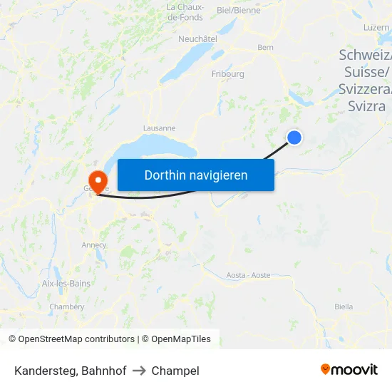 Kandersteg, Bahnhof to Champel map